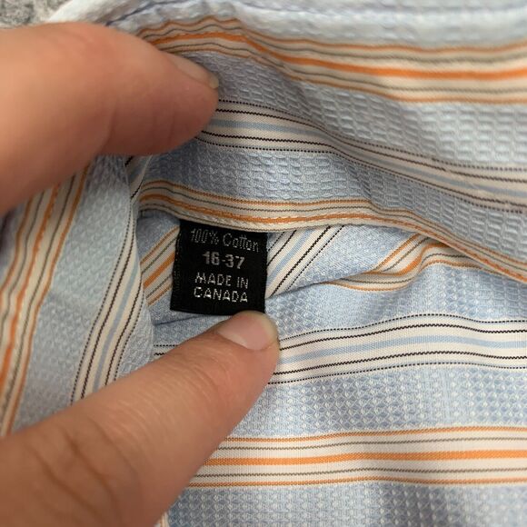 IKE Behar Dress Shirt Mens 16 Breeze Multi Textured Stripe Long Sleeve Button Up - Picture 6 of 12